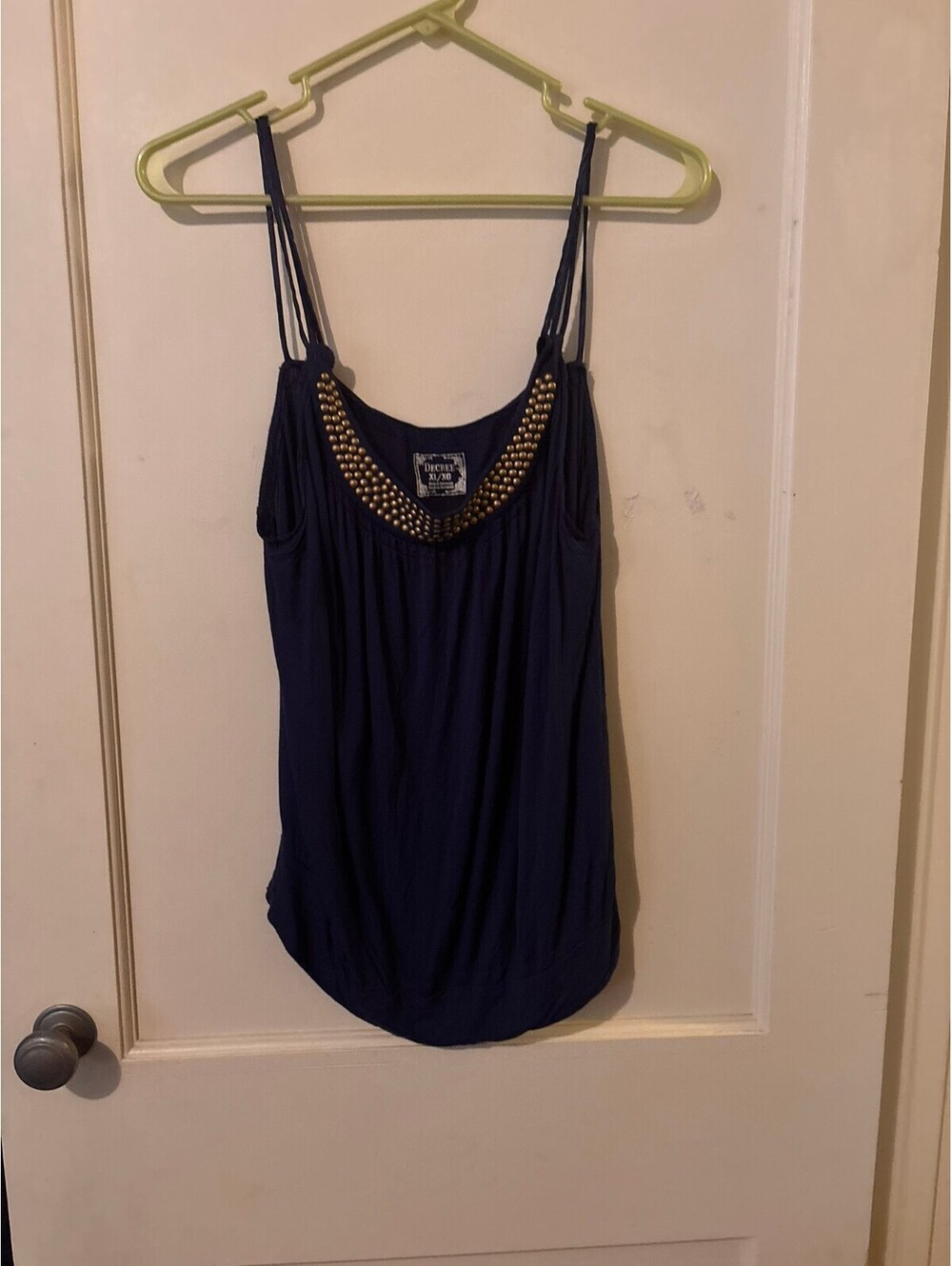 Decree Navy Blue Studded Spaghetti Strap Tank Top XL